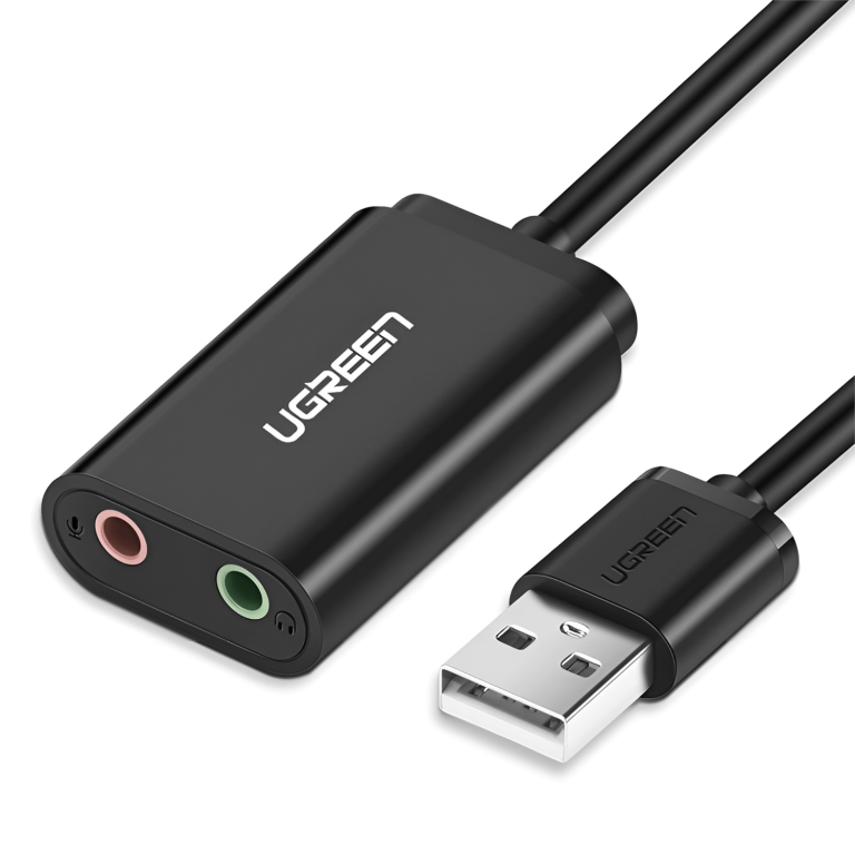 UGREEN USB to 3.5mm External Stereo Sound Adapter - Black Black