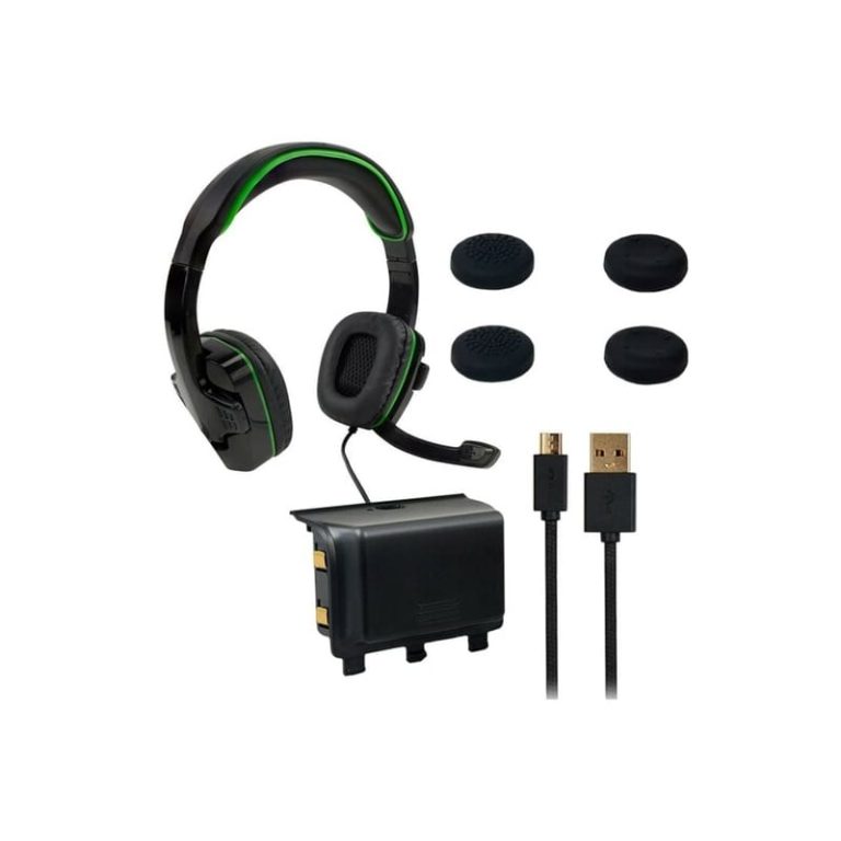 Sparkfox Xbox-One Headset|High-Capacity Battery|3m Braided Cable|Thumb Grip Core Gamer Combo Black