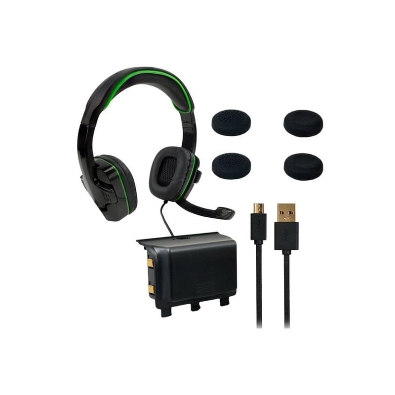 Sparkfox Xbox-One Headset|High-Capacity Battery|3m Braided Cable|Thumb Grip Core Gamer Combo Black