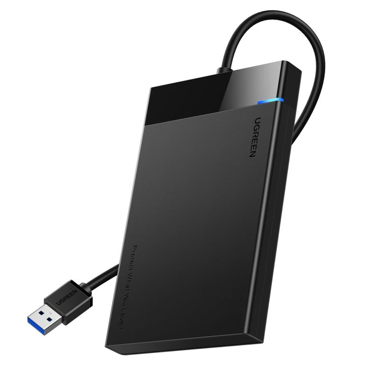 UGREEN USB 3.0 to 2.5” SATA Hard Drive Enclosure (Non-Detachable Cable) Black