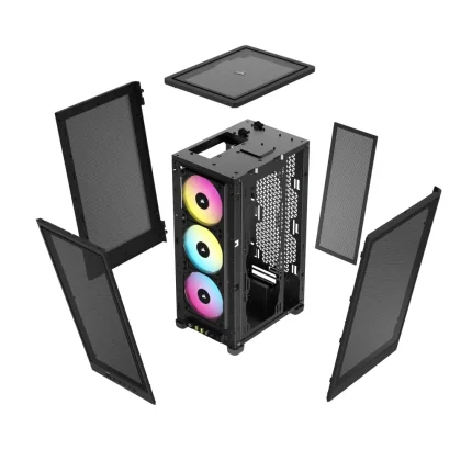 iCUE 2000D RGB AIRFLOW Black Mini-ITX PC Case; 3x 2.5'' Drive Bays; Up to 360mm Radiator compatible; 2x 120mm fan incl - Corsair 2000D RGB AIRFLOW, Small Form Factor (SFF), PC, Black, Mini-ITX, Mesh, Multi