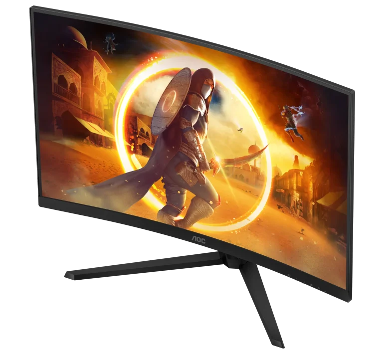 AOC-CQ32G4VE Gaming Monitor|Curved 32 inch|VA QHD 2560x1440 180Hz|1ms|HDMI DP|VESA|Flicker Free;|Low Blue Model | Adaptive Syn - AOC G4 CQ32G4VE, 81.3 cm (32"), 2560 x 1440 pixels, Quad HD, LCD, 0.5 ms, Black, Grey