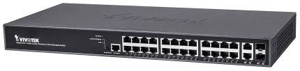 VIVOTEK Managed 24x GE PoE; 2x Combo SFP Switch; 370W - VIVOTEK AW-GEV-267A-370, Managed, L2+, Gigabit Ethernet (10/100/1000), Power over Ethernet (PoE), Rack mounting