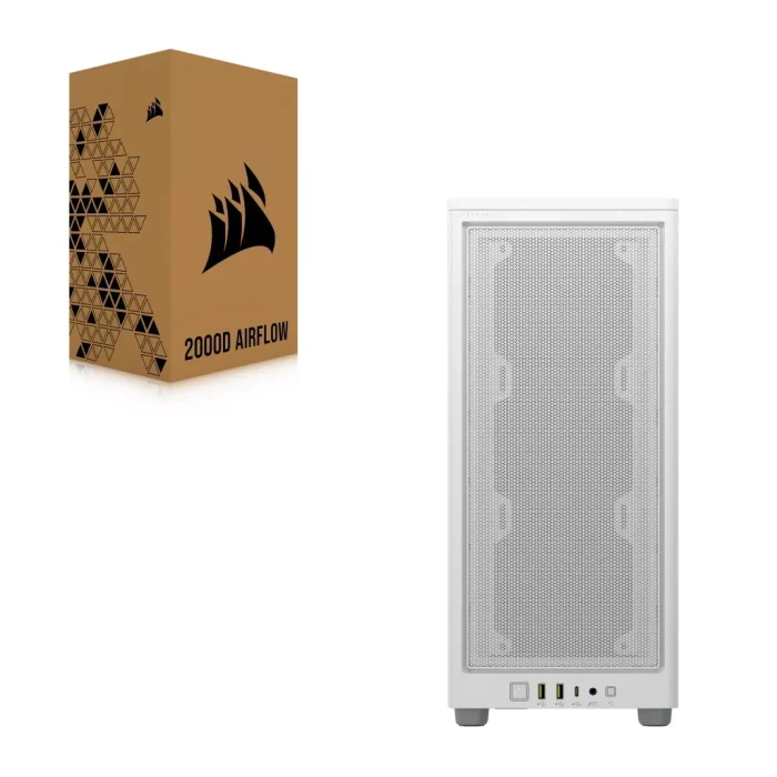 2000D AIRFLOW White Mini-ITX PC Case; 3x 2.5'' Drive Bays; Up to 360mm Radiator compatible - Corsair 2000D AIRFLOW, Small Form Factor (SFF), PC, White, Mini-ITX, 9 cm, 36.5 cm