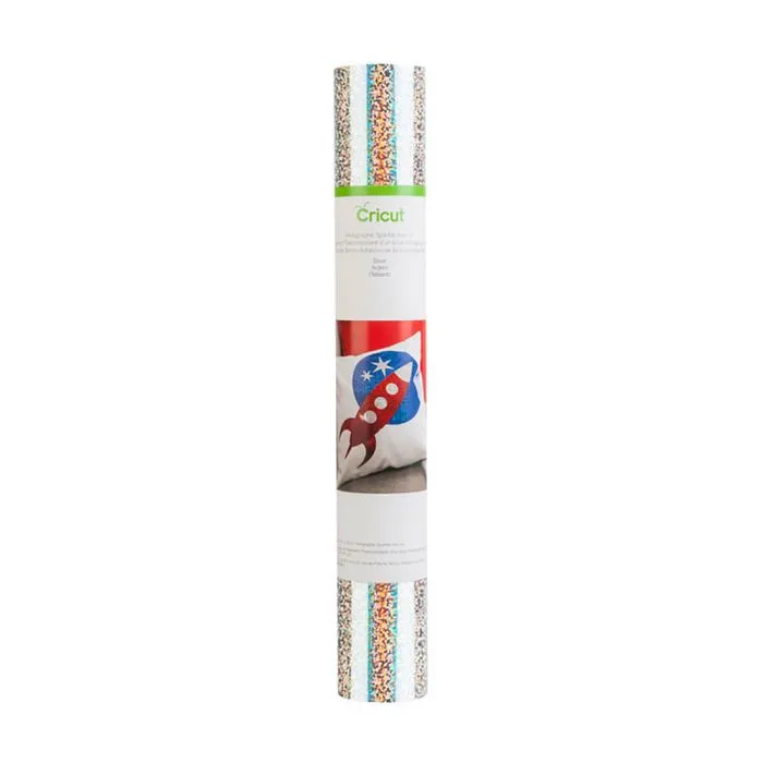 2004140 - Cricut Holographic Sparkle Iron-On 30x60cm (Silver); . - Cricut Holographic Sparkle Iron-on, Heat transfer vinyl roll, Multicolour, Pattern, 305 mm, 609.6 mm