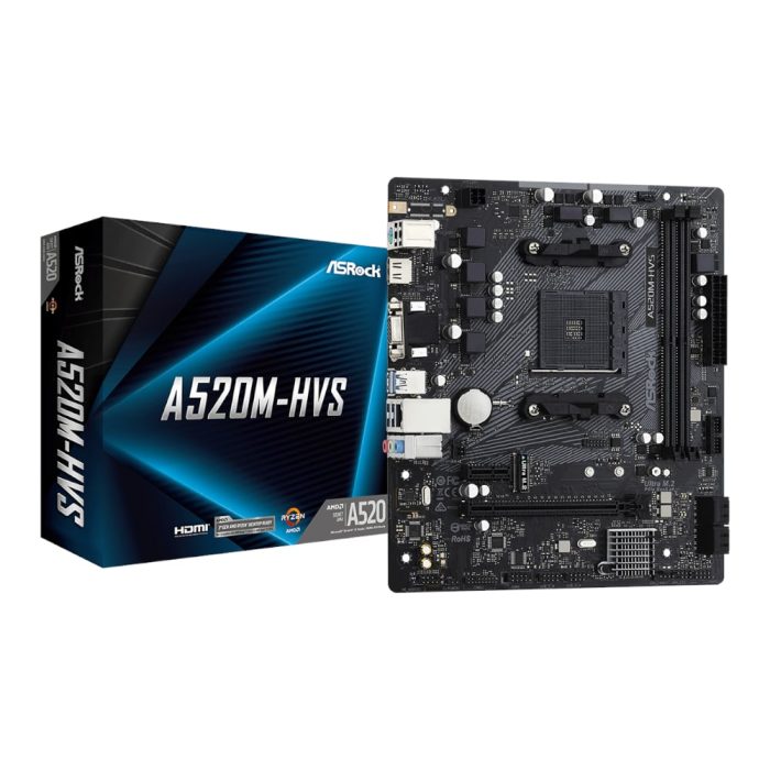 ASRock A520M-HVS AMD AM4 M-ATX Motherboard Black