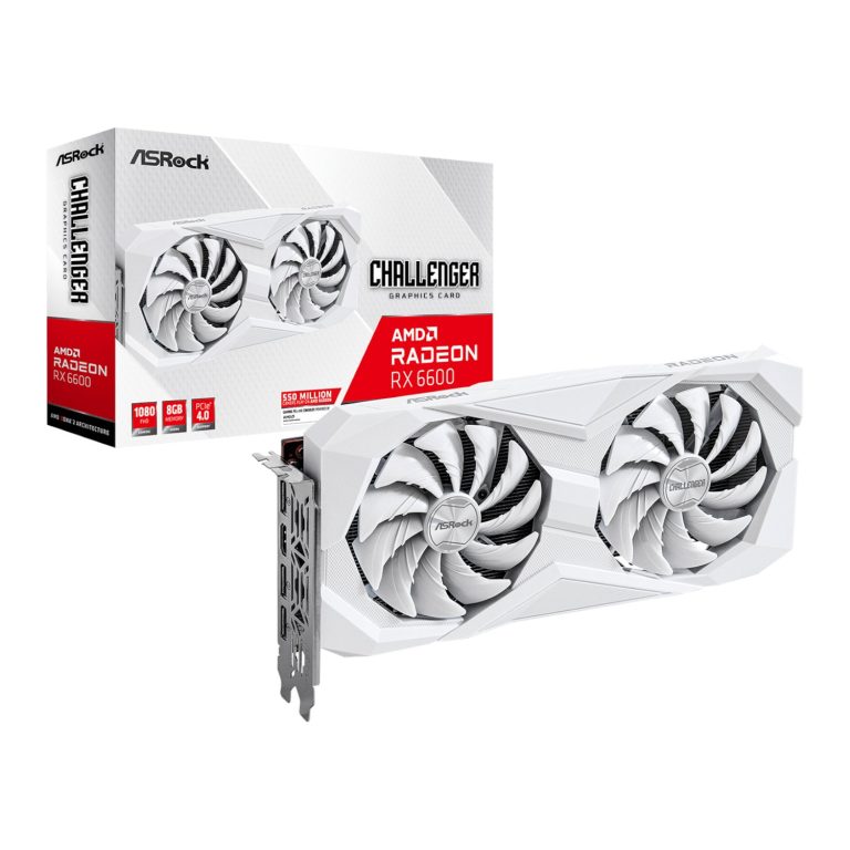 ASRock Radeon RX6600 Challenger D 8G GDDR6 128-BIT Graphics Card - White White