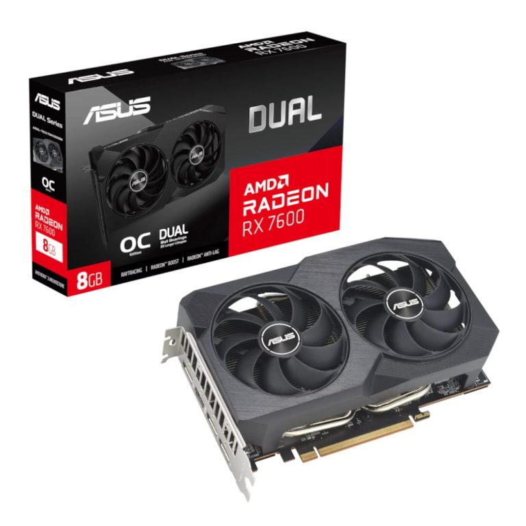 Asus Dual Radeon RX 7600 V2 8GB GDDR6 OC Edition Graphics Card Black