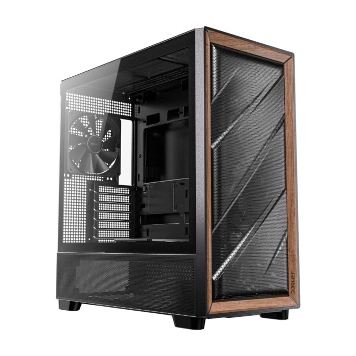 Antec FLUX ATX WOOD Mid Tower Gaming Chassis – Black Black