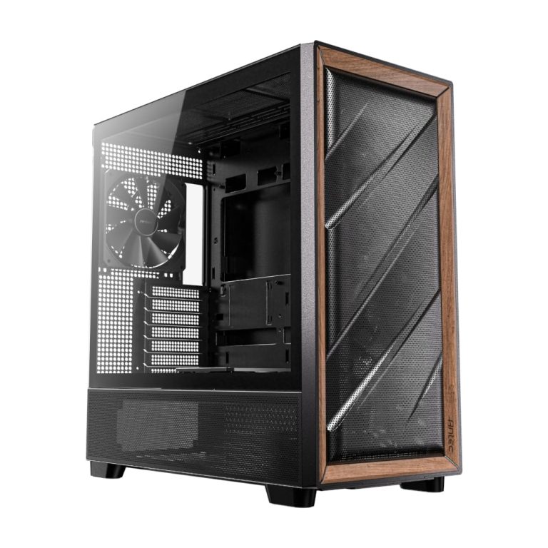 Antec FLUX ATX WOOD Mid Tower Gaming Chassis – Black Black