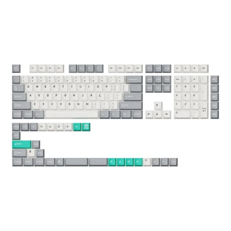 Keychron Cherry Profile Double Shot PBT Full Keycap Set - Grey/White/Mint Grey/White/Mint