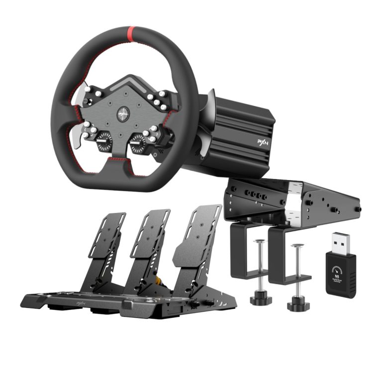 PXN V12 Lite Sim Racing Steering Wheel Bundle Black