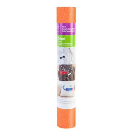 2003260 - Cricut Glitter Iron-On 30x48cm (Fluorescent Orange) - 2003260 - 1 roll 12" x 19" (30 cm x 48 cm) in Fluorescent Orange Ideal for T-shirts, team or club wear, bags, aprons, home decor, and more! Use with all Cricut® cutting machines