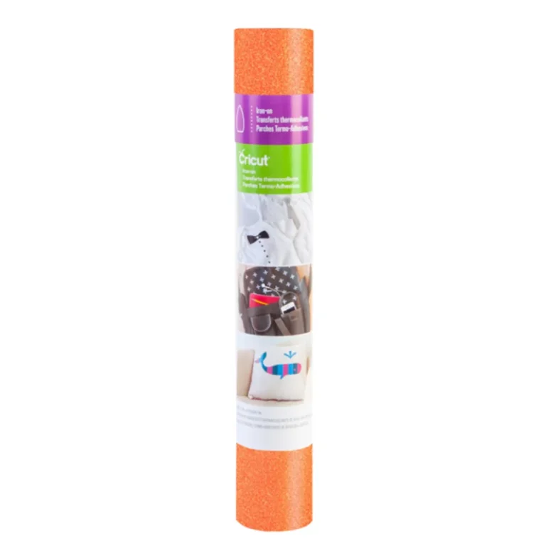 2003260 - Cricut Glitter Iron-On 30x48cm (Fluorescent Orange) - 2003260 - 1 roll 12" x 19" (30 cm x 48 cm) in Fluorescent Orange Ideal for T-shirts, team or club wear, bags, aprons, home decor, and more! Use with all Cricut® cutting machines